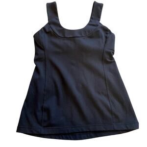 Lululemon Black Scoop Neck Tank Top W/ Built in Bra Athleisure Activewear Size 8